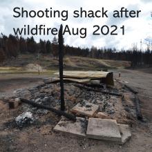 shooting shack after wildfire 2021